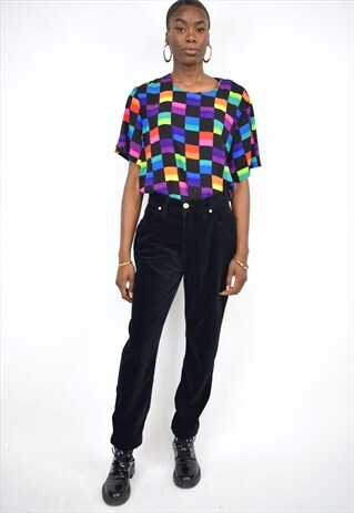 VINTAGE 90S BLACK VELVET JEAN TROUSERS