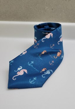 Seahorse Pattern Ties in Blue color