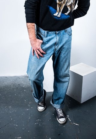 VINTAGE LEVI'S 569 JEANS IN LIGHT BLUE DENIM