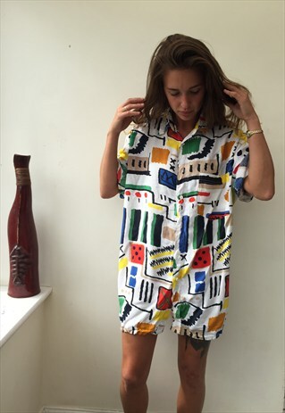 CRAZY PATTERNED OVERSIZED RETRO VINTAGE FESTIVAL SHIRT