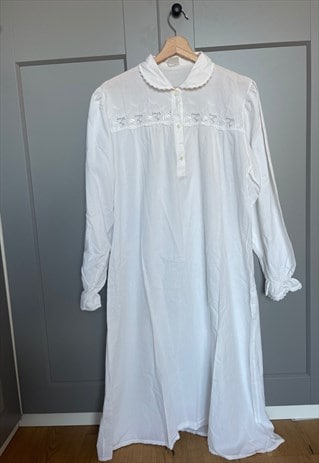 Vintage Organic Cotton White Night Gown