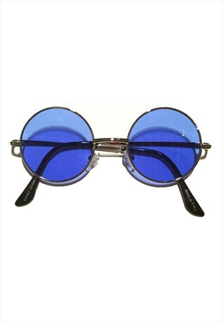 Blue Small Round Lens Sunglasses