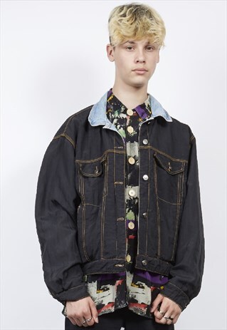 VINTAGE 80'S REVERSIBLE DENIM/NYLON JACKET