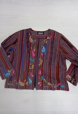 Vintage Indigo Moon Jacket Multicoloured Stripe Paisley Boho