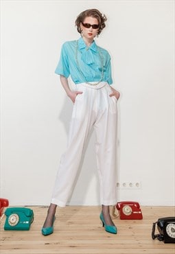 Vintage 80s white high waist trousers