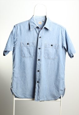 Vintage Sugar Denim Short Sleeve Shirt Blue