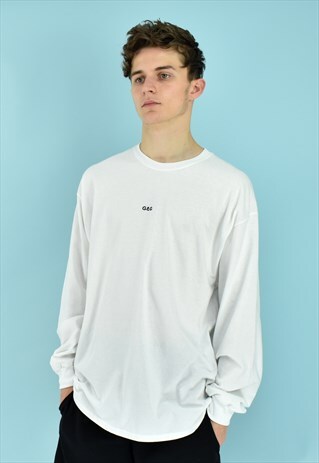 G&G UNISEX WHITE SIMPLE L/S CUFFED TEE