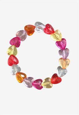 Rainbow Crystal Love Hearts Glass Beaded Fashion Bracelet