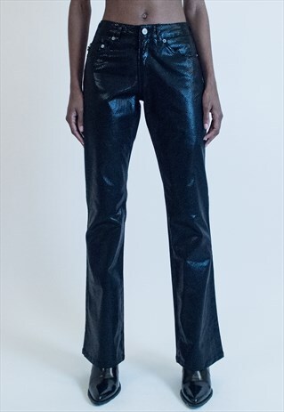 GLOSSY SNAKESKIN PANTS