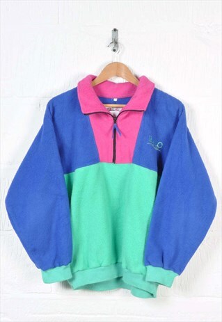 Vintage Bailo Fleece 1/4 Zip Retro Block Colour Ladies Mediu
