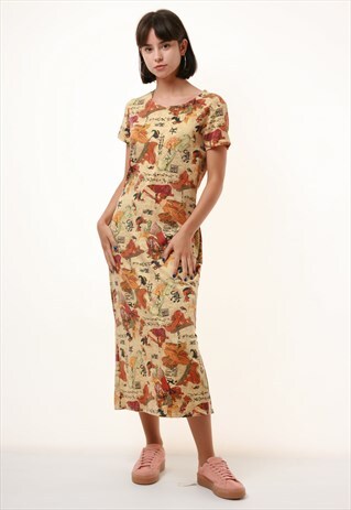 80S VINTAGE SLIM PENCIL MIDI LENGTH CHINESE DRESS 1040