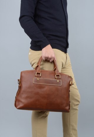UNISEX VINTAGE LOOK LEATHER SATCHEL