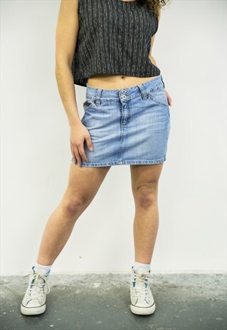 VINTAGE 1990S BLUE DENIM MINI SKIRT