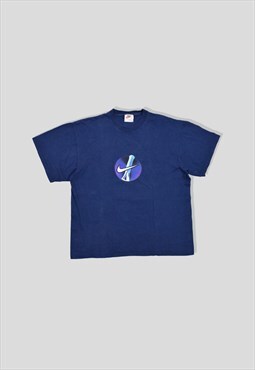 Vintage 90s Nike Graphic Print T-Shirt in Navy Blue