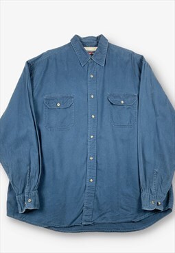 Vintage wrangler utility workwear shirt blue xl BV19550