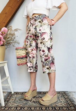 Vintage 90s colorful floral capri pants