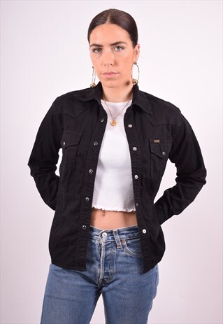 LEE WOMENS VINTAGE SHIRT MEDIUM BLACK 90'S