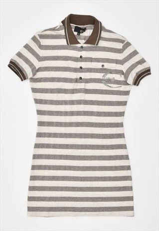 VINTAGE 00'S Y2K JUST CAVALLI POLO DRESS STRIPES BEIGE