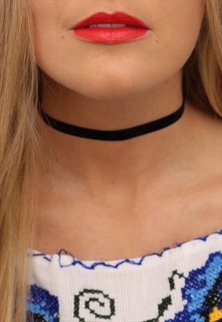 90S BLACK VELVET THIN CHOKER NECKLACE