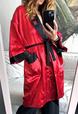 Satin reversible Asian Robe With Dragon 