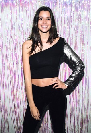 SILVER SEQUIN ONE SHOULDER