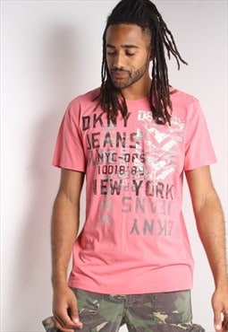 Vintage DKNY Y2K SpellOut T-Shirt Pink 