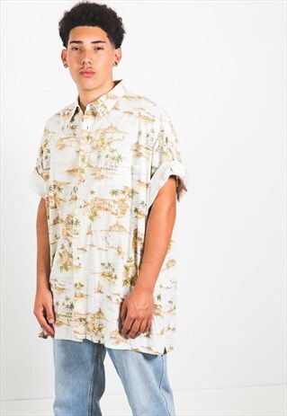 VINTAGE 80S HAWAIIAN SHORT SLEEVE SHIRT / S4235