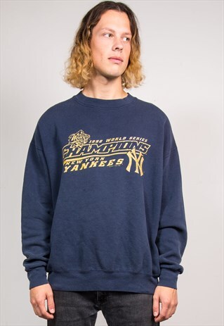 VINTAGE 90'S NAVY BLUE NEW YORK YANKEES USA SWEATSHIRT