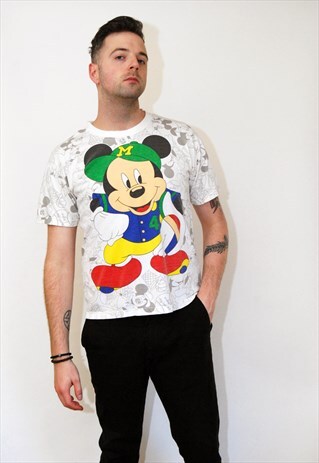 MICKEY MOUSE T-SHIRT (L) VINTAGE 90S TOP DISNEY BASEBALL 80S