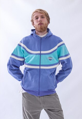 VINTAGE MENS ADIDAS HOODIE SWEAT FULL ZIP LOGO JACKET