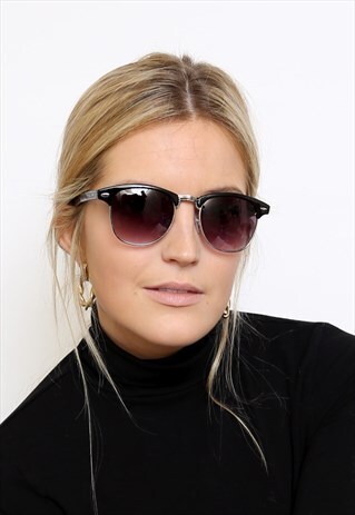 BLACK CLUBMASTER WAYFARER SUNGLASSES