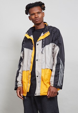 80'S OVERSIZED ORANGE AND BLACK ADIDAS SHELL SPORTS JACKET