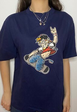 Y2K Deadstock Cartoon Skater Print Tshirt