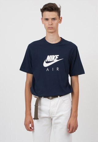 90S VINTAGE NAVY NIKE AIR LOGO CREW NECK T-SHIRT