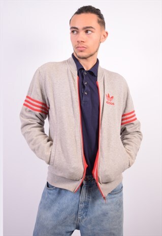 VINTAGE ADIDAS TRACKSUIT TOP JACKET GREY