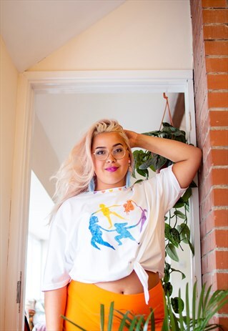 HAND PAINTED ORGANIC WHITE BODY-POSI TEE