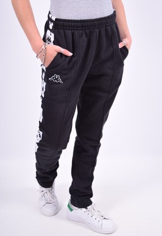 VINTAGE KAPPA & DISNEY TRACKSUIT TROUSERS BLACK