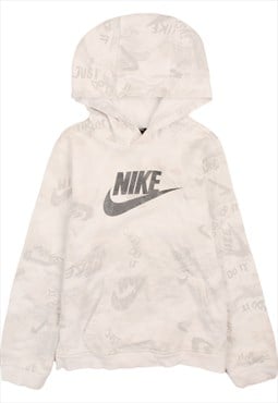 Vintage 90's Nike Hoodie Spellout Centre Middle Swoosh Beige