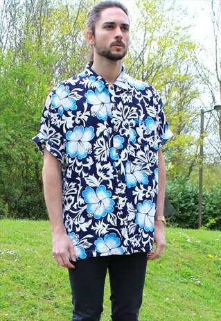 VINTAGE 90S HAWAIIAN USA SHIRT - XL - FESTIVAL RETRO FLORAL