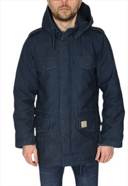 Carhartt Hickman Parka Coat In Blue Size Size Small