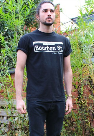 VINTAGE 90S USA BOURBON STREET NEW ORLEANS T-SHIRT - MEDIUM