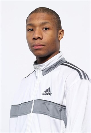 VINTAGE ADIDAS LOGO TRACK JACKET WHITE
