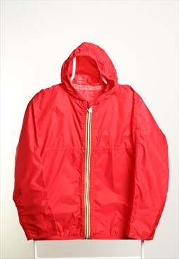 Vintage KWay Rain Windbreaker Hoodied Jacket Red