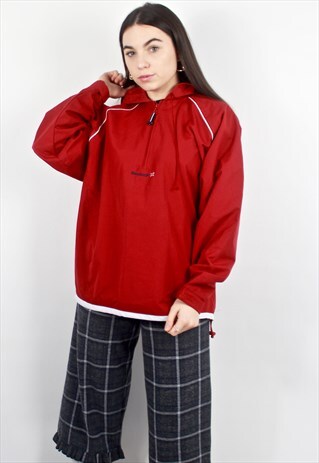 90'S RARE RETRO RED PULLOVER 1/4 ZIP JACKET