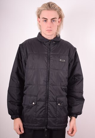 CHAMPION MENS VINTAGE JACKET LARGE BLACK 90S