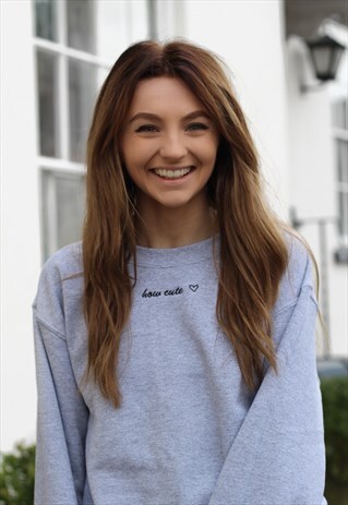 EMBROIDERED HOW CUTE EMBROIDERED SWEATER