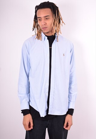 RALPH LAUREN MENS VINTAGE SHIRT LARGE BLUE 90'S