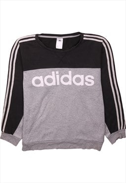 Vintage 90's Adidas Sweatshirt Striped Sleeves Spellout