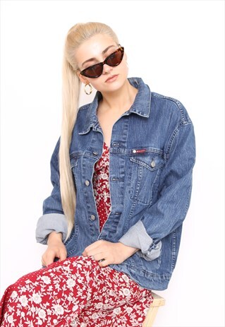 VINTAGE 90S DARK BLUE DENIM OVERSIZED JACKET