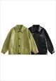 FAUX LEATHER VARSITY JACKET SMART PU GRUNGE BOMBER IN GREEN